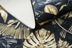 Tappeto lavabile ANDRE 1311 Foglie Monstera antiscivolo - nero / oro