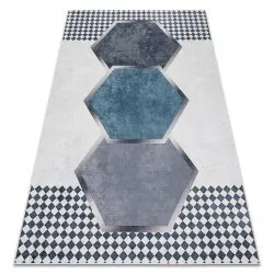 Tappeto lavabile ANDRE 1863 Diamanti, geometrico antiscivolo - bianca / nero