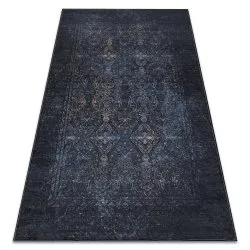 Tappeto lavabile ANDRE 1058 Ornamento, vintage antiscivolo - nero / blu