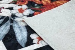 Tappeto lavabile ANDRE 2300 fiori, zigzag antiscivolo - nero / bianco