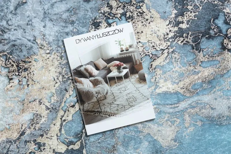 Tappeto lavabile ANDRE 2248 Marmo antiscivolo - blu