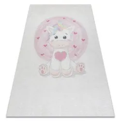 Tappeto lavabile BAMBINO 1128 Unicorno per bambini antiscivolo - crema