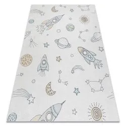 Tappeto lavabile BAMBINO 1278 Razzo spaziale per bambini antiscivolo - crema
