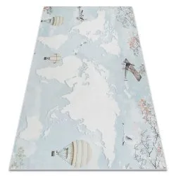 Tappeto lavabile BAMBINO 1163 Mappa del mondo, mondo per bambini antiscivolo - blu
