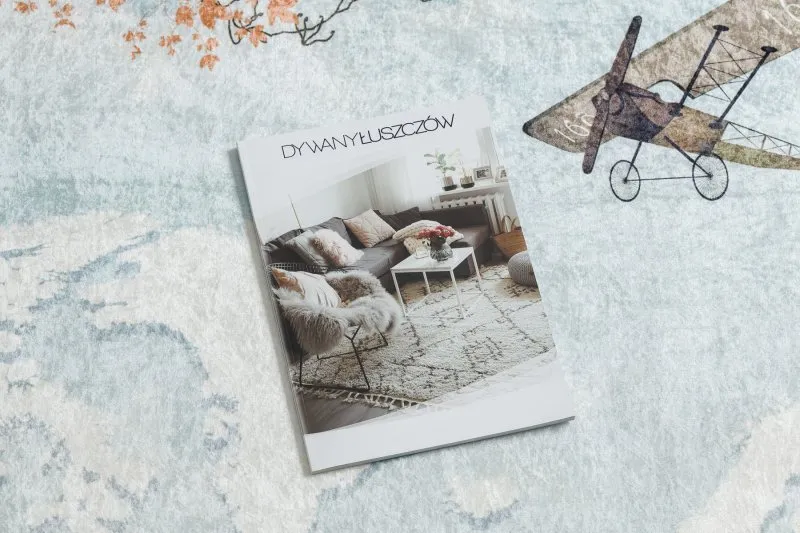 Dywan do prania BAMBINO 1163 Mapa świata, świat dla dzieci, antypoślizgowy - niebieski