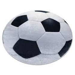 Tappeto lavabile BAMBINO 2139 cerchio - calcio per bambini antiscivolo - nero / bianca