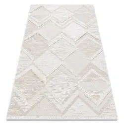 Tappeto ECO SISAL MOROC 22314 rombi, zigzag, boho franges - strutturale beige / crema