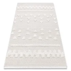 Tappeto ECO SISAL MOROC 22321 Triangoli, zigzag boho franges - strutturale beige / crema