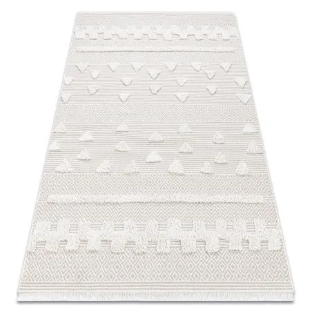 Dywan MOROC 22321 Trójkąty, Zygzak Ekologiczny, EKO SIZAL frędzle - strukturalny beż / krem