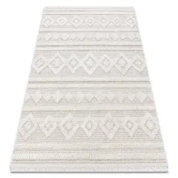 Tappeto ECO SISAL MOROC 22322 rombi, linee, boho franges - strutturale beige / crema