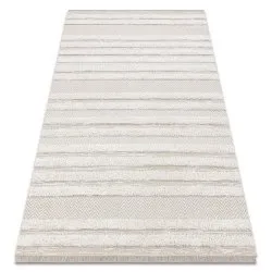 Tappeto ECO SISAL MOROC 22329 zigzag, linee boho franges - strutturale beige / crema