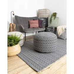 Tappeto CASA ECO SISAL BOHO Occhielli 22075 nero / grigio, tappeto in cotone riciclato