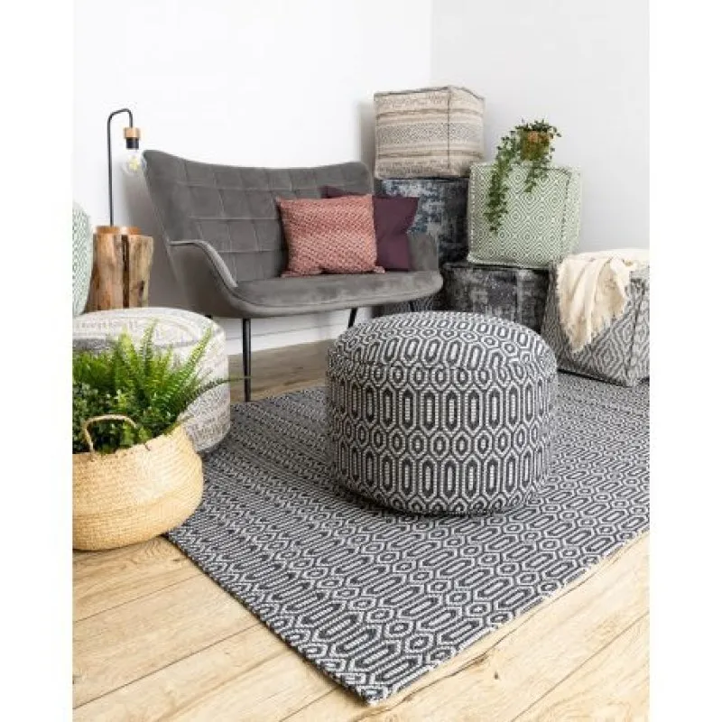 Tappeto CASA ECO SISAL BOHO Occhielli 22075 nero / grigio, tappeto in cotone riciclato