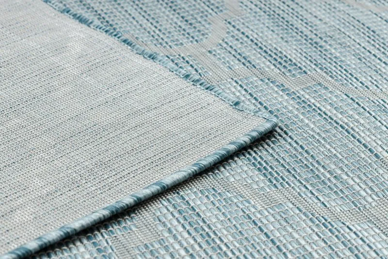 Tappeto SISAL PATIO 3069 Traliccio marocchino tessuto piatto - blu acqua