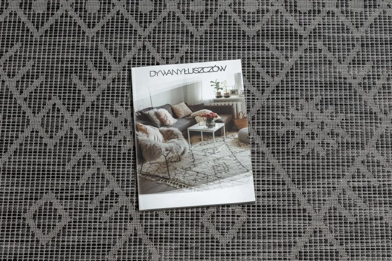 Tappeto SISAL PATIO 3077 Boho tessuto piatto - nero
