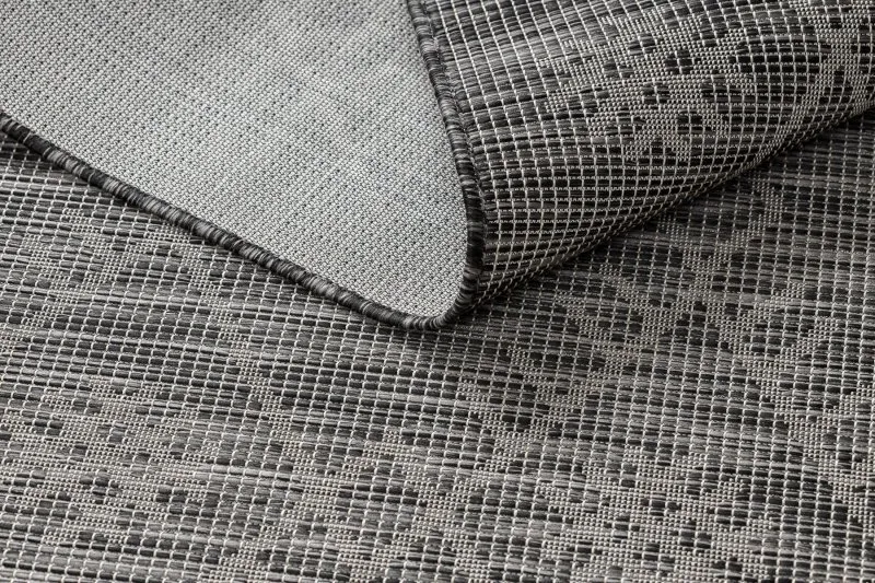 Tappeto SISAL PATIO 3077 Boho tessuto piatto - nero