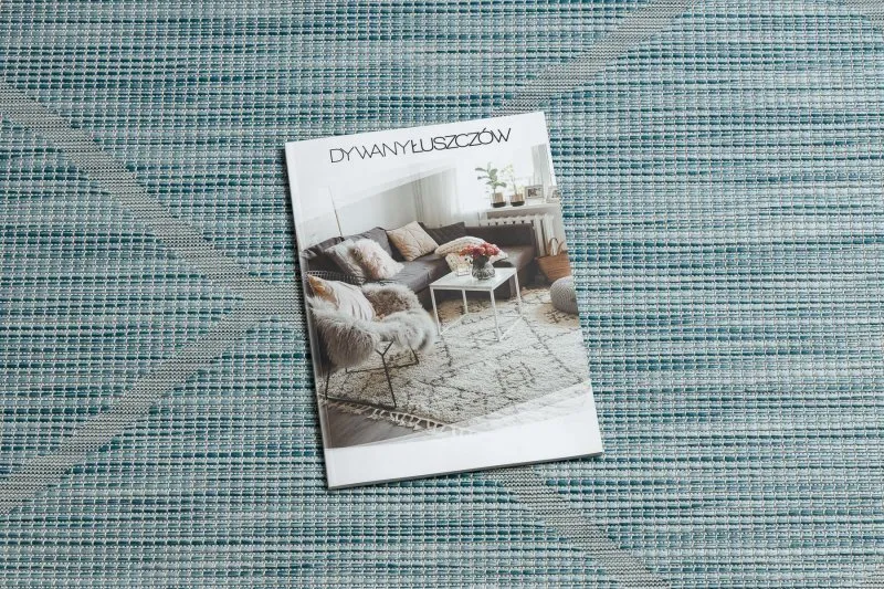 Tappeto SISAL PATIO 3075 Diamanti tessuto piatto - blu acqua