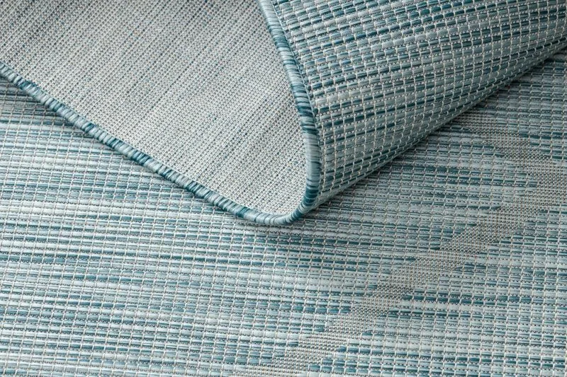 Tappeto SISAL PATIO 3075 Diamanti tessuto piatto - blu acqua