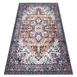 Tappeto ANTIKA ancret sunset, ornamento moderno, lavabile - blu navy / arancio