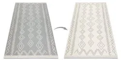 Dywan TWIN 23000 Boho, bawełna, dwustronny, romby Ekologiczny frędzle - szary / krem