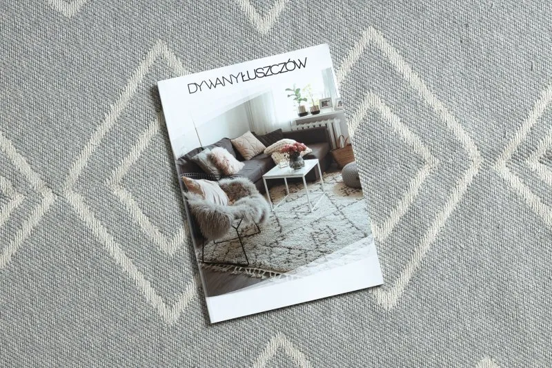 Dywan TWIN 23000 Boho, bawełna, dwustronny, romby Ekologiczny frędzle - szary / krem