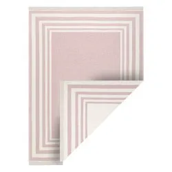 Tappeto TWIN 22990 Telaio, cotone, bifacciale, Frange ecologiche - rosa / crema