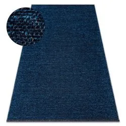 Tappeto FLORENCE 24021 Monocolore, glamour, tessitura piatta, frange - blu scuro