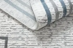 Dywan TULS nowoczesny, strukturalny, frędzle 51242 Ramka kość słoniowa / niebieski