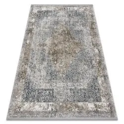 Tappeto TULS strutturale, frange 51323 vintage, Telaio, Rosone avorio / grigio