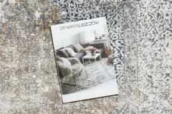 Dywan TULS nowoczesny, strukturalny, frędzle 51323 Vintage, przecierany, Ramka rozeta kość słoniowa / szary 