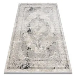 Tappeto TULS strutturale, frange 51321 vintage, Telaio, Rosone beige / grigio