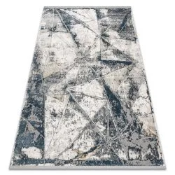 Tappeto TULS strutturale, frange 51326 moderno Geometrico, mosaico avorio / blu