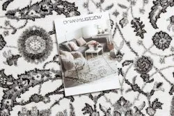 Dywan MATEO 8037/644 Nowoczesny ramka, kwiaty - strukturalny szary