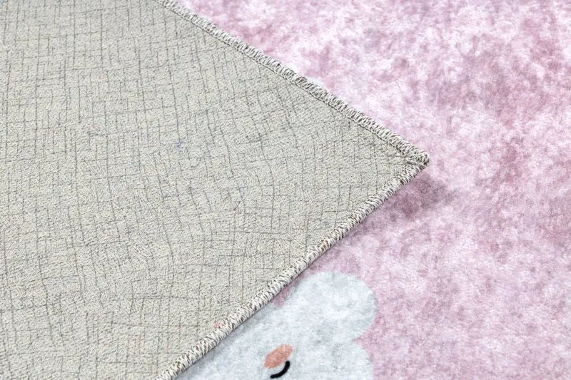 Tappeto lavabile JUNIOR 52063.802 Arcobaleno, nuvole per bambini antiscivolo - rosa