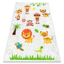 Tappeto lavabile JUNIOR 52104.801 Safari, animali per bambini antiscivolo - grigio
