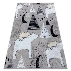 Tappeto lavabile JUNIOR 51974.802 Orsi, animali per bambini antiscivolo - grigio