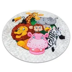Tappeto lavabile JUNIOR 51595.801 cerchio animali, Africa per bambini antiscivolo - grigio