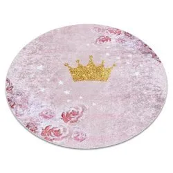 Tappeto lavabile JUNIOR 51549.802 cerchio corona per bambini antiscivolo - rosa