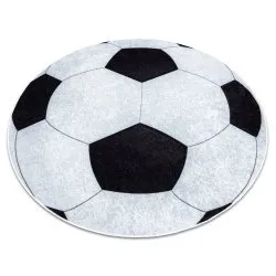 Tappeto lavabile JUNIOR 51553.802 cerchio calcio per bambini antiscivolo - nero / bianca