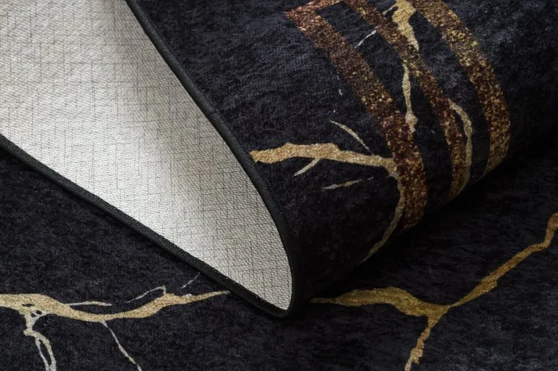 Tappeto lavabile MIRO 51333.801 Marmo, telaio antiscivolo - nero / oro