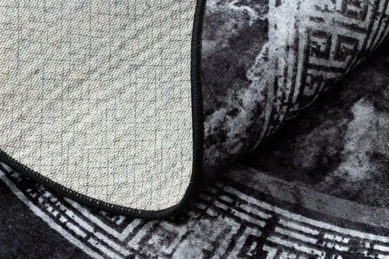 Tappeto lavabile MIRO 51199.807 cerchio Marmo, greco antiscivolo - nero / bianca