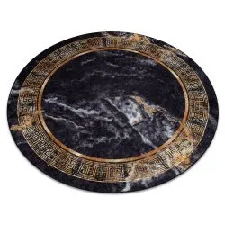 Tappeto lavabile MIRO 51199.806 cerchio Marmo, greco antiscivolo - nero / oro
