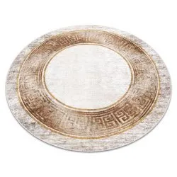 Tappeto lavabile MIRO 51236.807 cerchio Marmo, greco antiscivolo - beige / oro