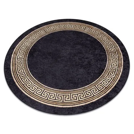 Tappeto lavabile MIRO 51199.806 cerchio Greco antiscivolo - nero / oro