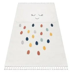 Tappeto YOYO GD63 bianco / blu scuro - Nuvola, gocce per bambini, strutturali, sensoriali Frange