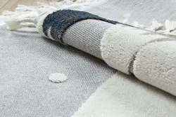 Tappeto YOYO EY81 cerchio grigio / bianco - Orso, montagne per bambini, strutturali, sensoriali Frange