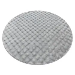 Tappeto BUBBLE cerchio argento 21 IMITAZIONE PELLICCIA DI CONIGLIO 3D strutturale