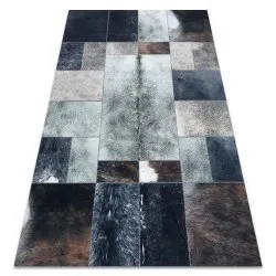Tappeto PATCHWORK 21719 nero - Pelle di vacchetta
