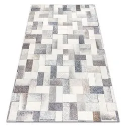 Tappeto PATCHWORK 21723 grigio - Pelle di vacchetta, tavole