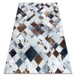 Tappeto PATCHWORK 21720 beige / marrone - Pelle di vacchetta, Diamanti